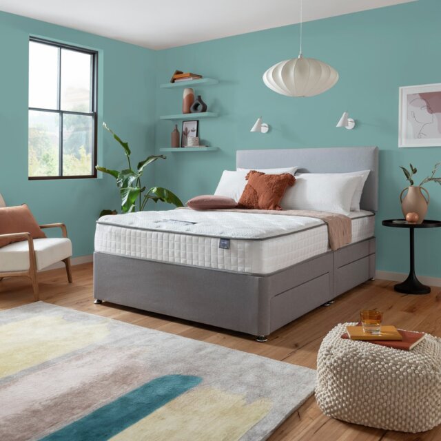 Silentnight Memory Superking Divan Bed With Mattress - Grey - image 1