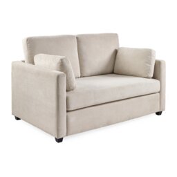 Julian Bowen Ottilie Fabric 2 Seater Sofa Bed Wooden Feet - Beige - thumbnail 2