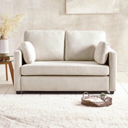 Julian Bowen Ottilie Fabric 2 Seater Sofa Bed Wooden Feet - Beige