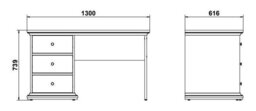 Tvilum Paris 3 Drawer Office Desk - White - thumbnail 2