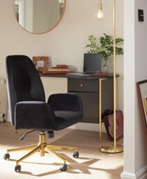 Habitat Clarice Velvet Office Chair - Black - thumbnail 2