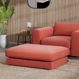 Habitat Ayr Fabric Footstool - Papaya - thumbnail 2