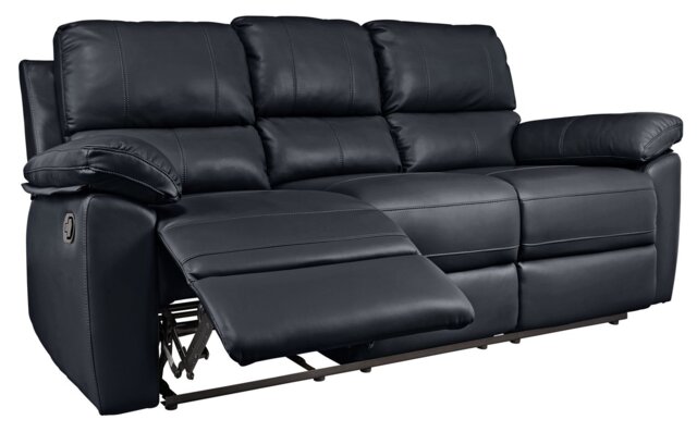 Argos Home Toby Faux Leather 3 Seater Recliner Sofa - Black - image 1