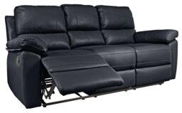 Argos Home Toby Faux Leather 3 Seater Recliner Sofa - Black - thumbnail 1