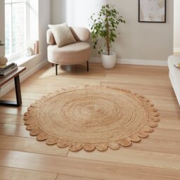 Think Rugs Savannah Round Natural Jute Flatweave Rug - 150cm - thumbnail 1