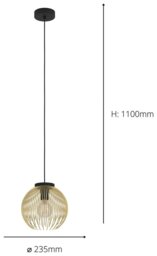EGLO Venezuela Steel Pendant Light - Black & Gold - thumbnail 2