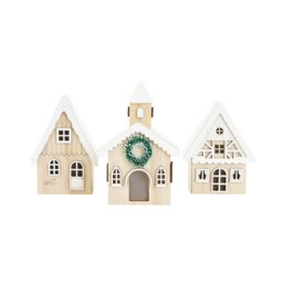 Habitat Light Up Wooden Cottage Set Christmas Decoration - thumbnail 2