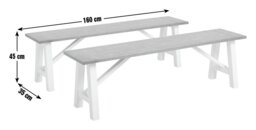 Habitat Burford Pair of Solid Wood Dining Benches -Dark Grey - thumbnail 2
