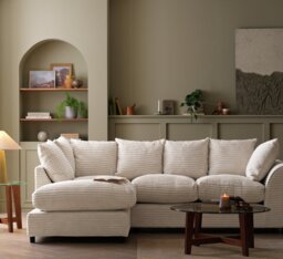 Argos Home Harry Cord Left Hand Corner Chaise Sofa - Stone - thumbnail 1