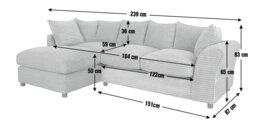Argos Home Harry Cord Left Hand Corner Chaise Sofa - Stone - thumbnail 2
