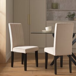 Argos Home Blake Pair of Velvet Dining Chairs - Cream - thumbnail 1