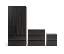 Argos Home Jenson 3 Piece 2 Door Wardrobe Set- Black Brown - thumbnail 1