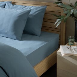 Habitat Cotton Rich 180 TC Denim Fitted Sheet - Double - thumbnail 1