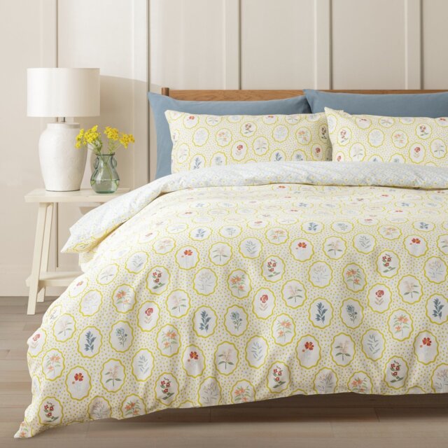 Argos Home Floral Woodblock Yellow Bedding Set - King size - image 1