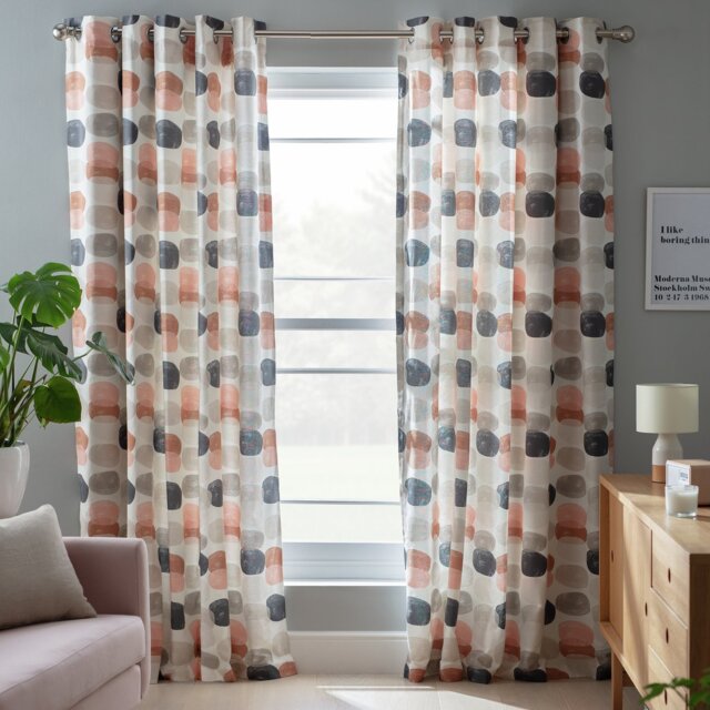 Habitat Abstraction Pebble Eyelet Curtains-Multi - 117x137cm - image 1