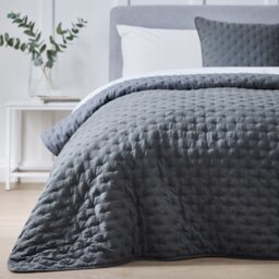 Argos Home Pinsonic Bedspread - Charcoal - 260x260cm - thumbnail 1