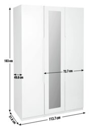 Legato 3 Door Wardrobe - Grey Gloss - thumbnail 2