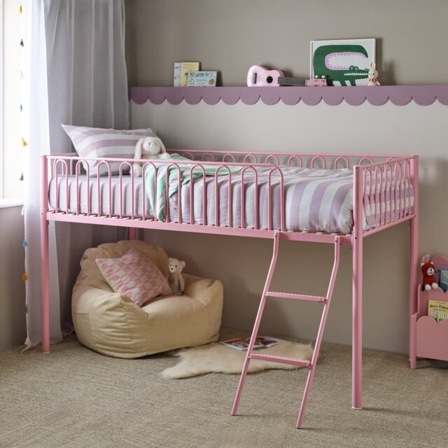 Argos Home Single Metal Midsleeper Bed Frame - Pink - image 1