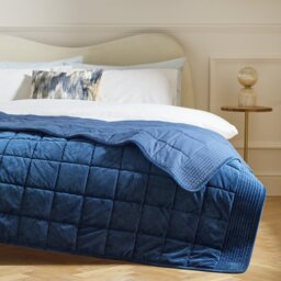 Habitat  Velvet Quilted Bedspread - Navy - 220x200cm