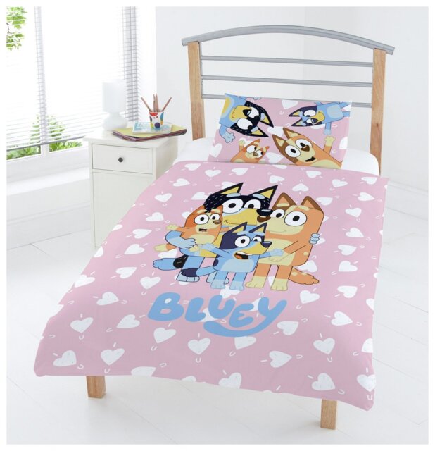 Bluey Cotton Hearts Pink Kids Bedding Set - Toddler - image 1