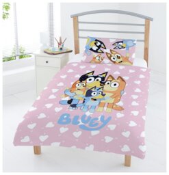 Bluey Cotton Hearts Pink Kids Bedding Set - Toddler - thumbnail 1