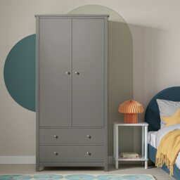 Habitat Brooklyn 2 Door 2 Drawer Wardrobe - Grey