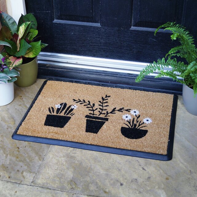 Mighty Mats Rubber Flower Pots Cut Pile Doormat - 40x60cm - image 1