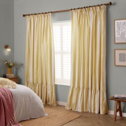 Wylder Birdie Stripe Pencil Pleat Curtains - Yellow - 229x183cm - thumbnail 2