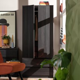 Argos Home Jenson 2 Door 2 Drawer Wardrobe- Black Oak Effect - thumbnail 1
