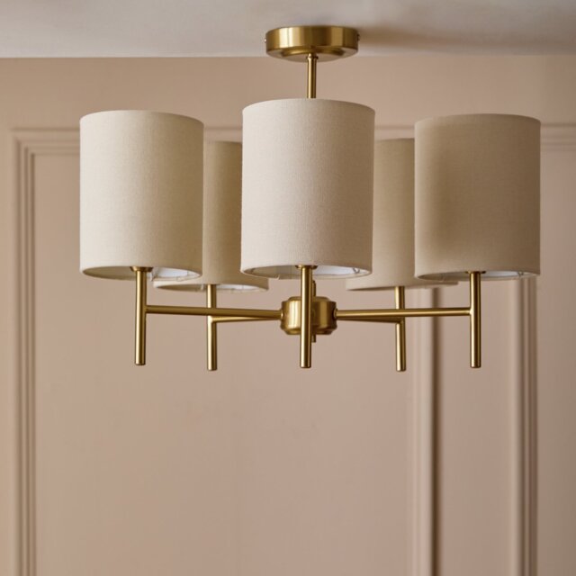 Argos Home Candelabra Steel 5 Light Ceiling Light - Brass - image 1