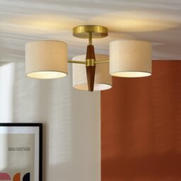 Habitat Century Wood 3 Light Flush Ceiling Light - Natural - thumbnail 2