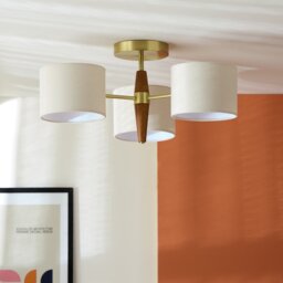 Habitat Century Wood 3 Light Flush Ceiling Light - Natural - thumbnail 1