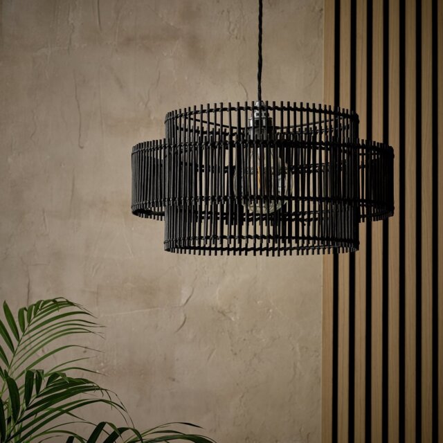 Argos Home Black Bamboo 2 Tier Easy Fit Lampshade - 40cm - image 1