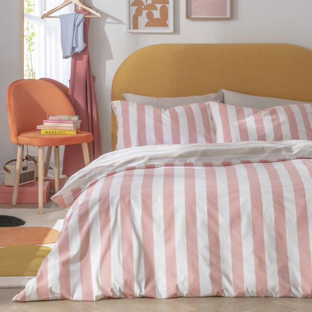 Habitat Summer Haze Stripe Pink Bedding Set - Double - image 1