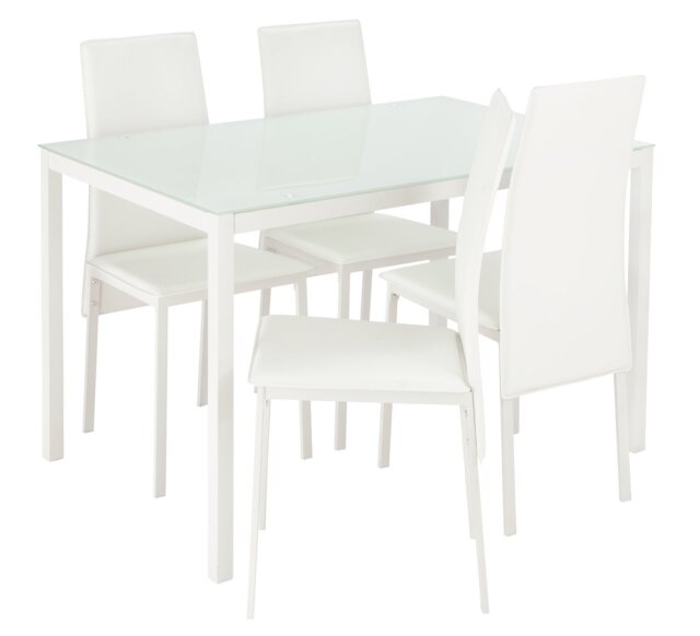 Argos Home Lido White Dining Table & 4 White Chairs - image 1