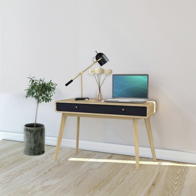 Dorel Cassie 2 Drawer Desk - Black & Oak - image 1