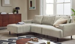 Habitat Julien Velvet Left Hand Corner Chaise Sofa - Natural - thumbnail 1