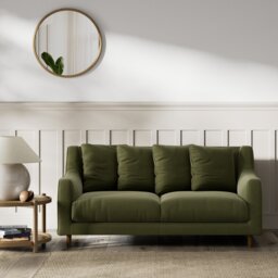 Habitat Swift Velvet 2 Seater Sofa - Moss Green - Dark Leg - thumbnail 2