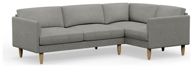 Hutch Slim Fabric Curve Arm 5 Seater Corner Sofa - Dove Grey - image 1