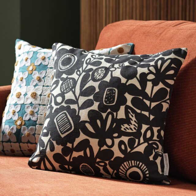 Habitat x Scion Kukkia Cushion - Monochrome - 43x43cm - image 1