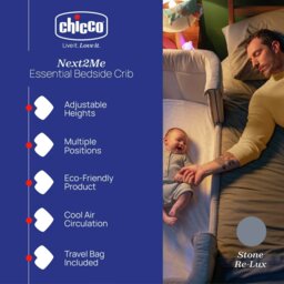 Chicco Next2Me Essential Bedside Crib - Stone - thumbnail 2