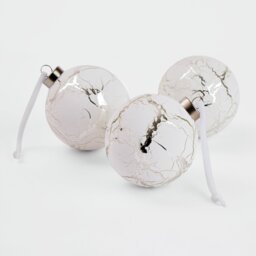 Argos Home Pack of 3 Textured White Crackle Glass Bauble - thumbnail 2