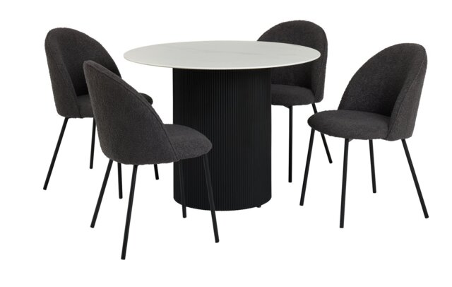 Argos Home Black Dining Table & 4 Charcoal Chairs - image 1