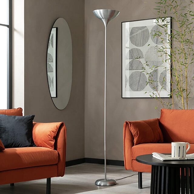 Argos Home Torchiere Uplighter Floor Lamp - Brushed Chrome - image 1