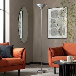 Argos Home Torchiere Uplighter Floor Lamp - Brushed Chrome - thumbnail 1