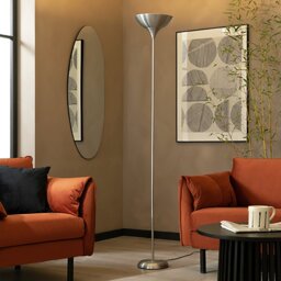 Argos Home Torchiere Uplighter Floor Lamp - Brushed Chrome - thumbnail 2
