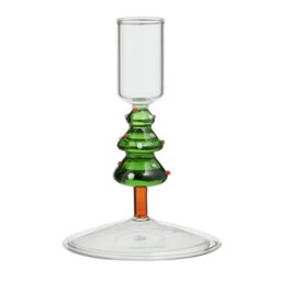 Habitat Christmas Tree Glass Shaped Candle Holder - Green - thumbnail 2