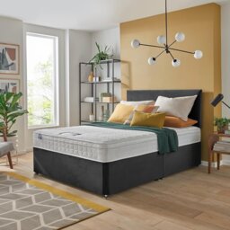 Silentnight Travis Double Memory Divan Bed - Charcoal - thumbnail 1