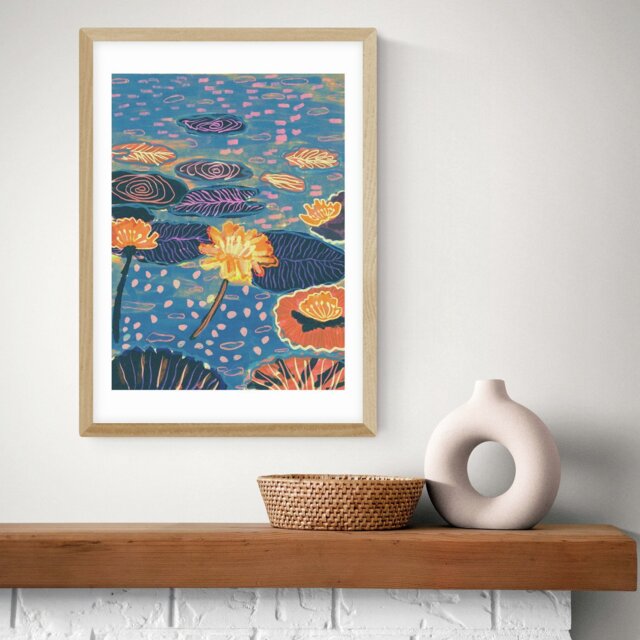 East End Prints Magic Pond Oak Frame Art Print - A3 - image 1