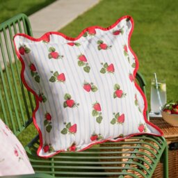 Furn Strawberries Blue Stripe Outdoor Cushion - thumbnail 1